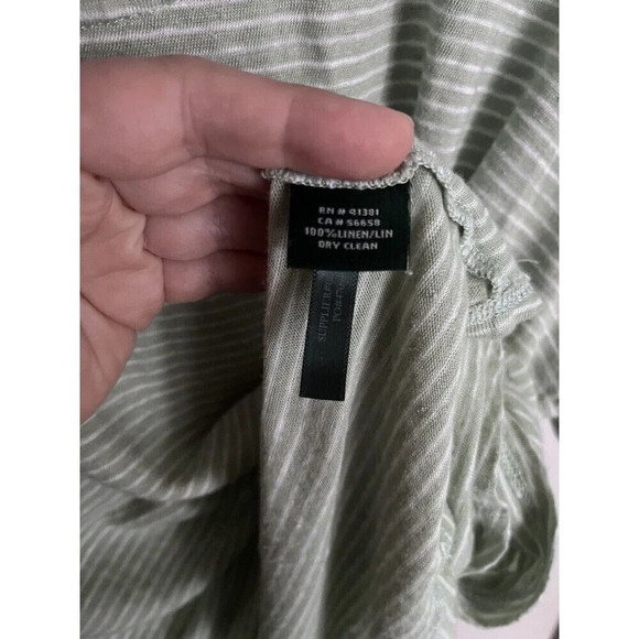 Lauren Ralph Lauren Womens Blouse 3x Short Rolled Cuff Sleeve 100% Linen Striped - Picture 2 of 5